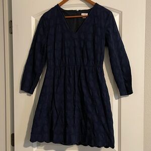 J. Crew Dark Navy Crochet-Detail Dress